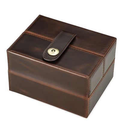 Double door watch box leather anti-fall square portable watch box