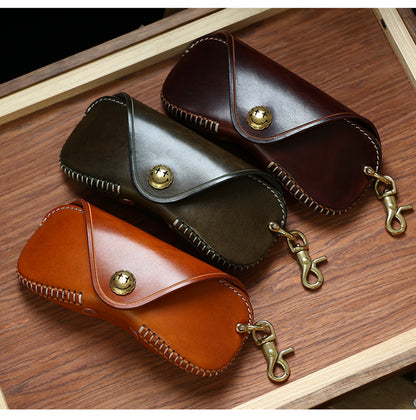 Pure Hand-made Retro Tanned Leather Glasses Case