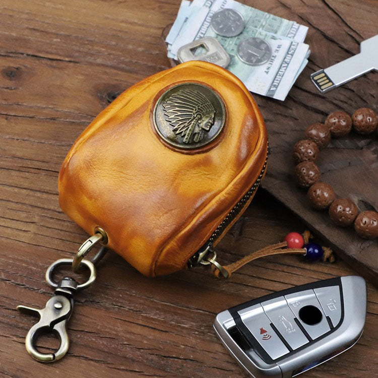 Retro Handmade Leather Coin Bag Storage Bag