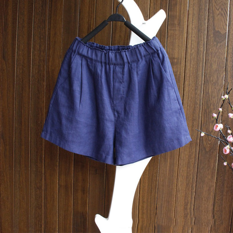 Retro Linen Cotton Shorts with pocket