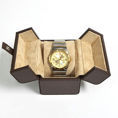 Double door watch box leather anti-fall square portable watch box