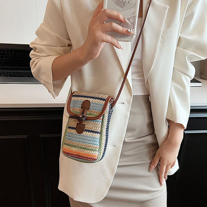 Retro Woven Phone Bag Chic Crossbody Bag