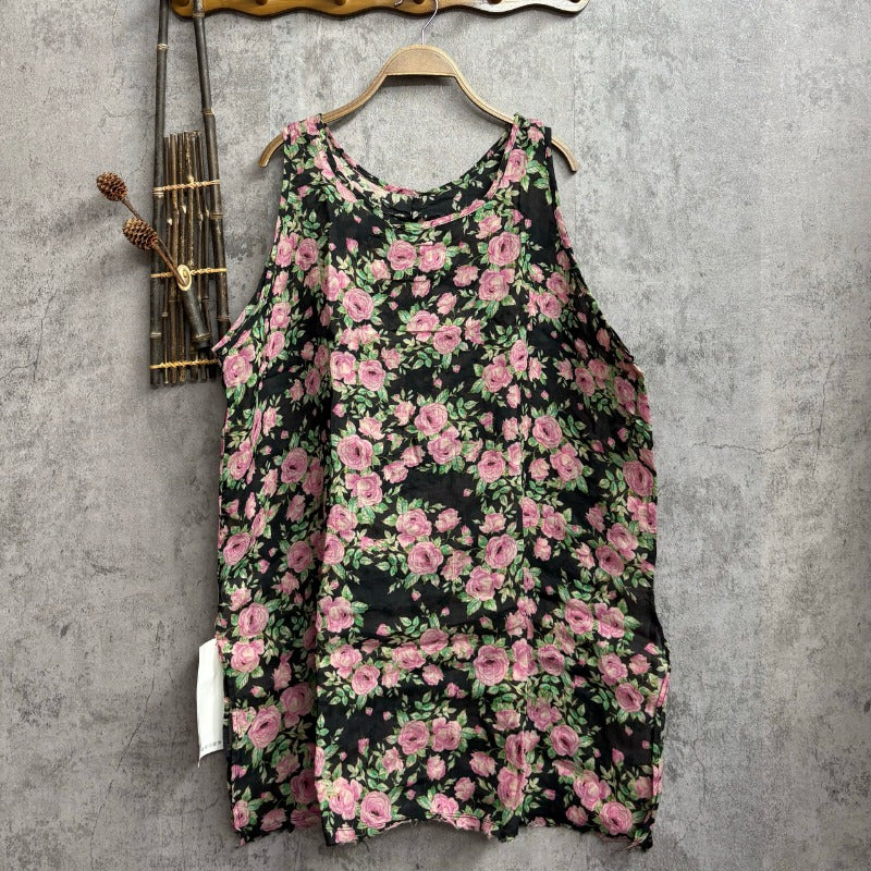 Retro Summer Ramen Printed Loose Sleeveless Shirt