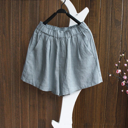 Retro Linen Cotton Shorts with pocket