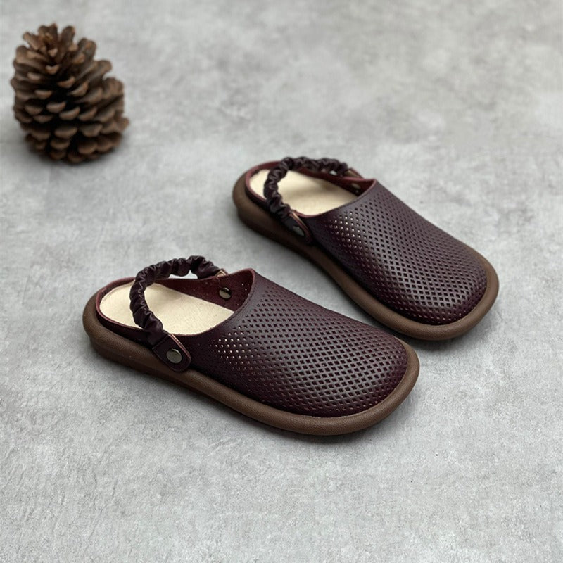 Retro Handmade Leather Hollow Sandals Slippers