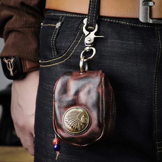 Retro Handmade Leather Coin Bag Storage Bag