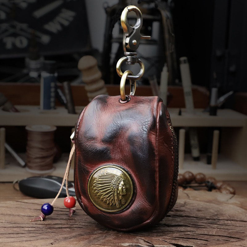 Retro Handmade Leather Coin Bag Storage Bag