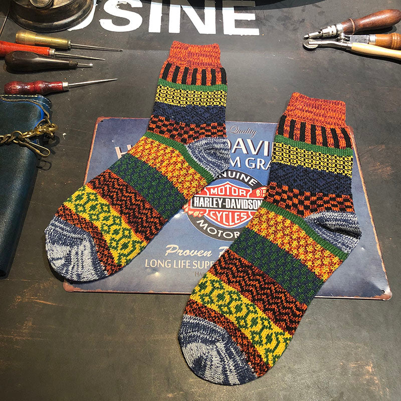 Winter colorful mid-calf socks thickened ethnic style boot socks