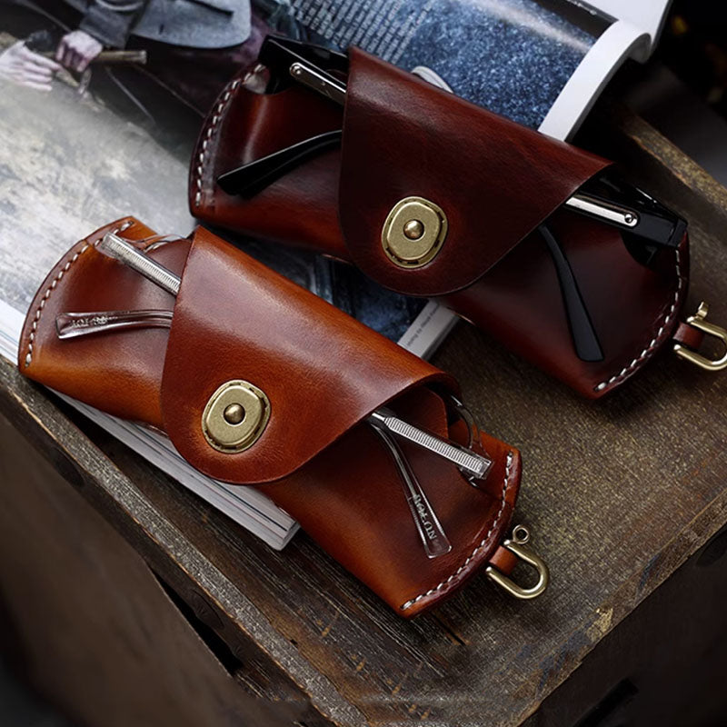 Vintage Tanned Leather Glasses Case