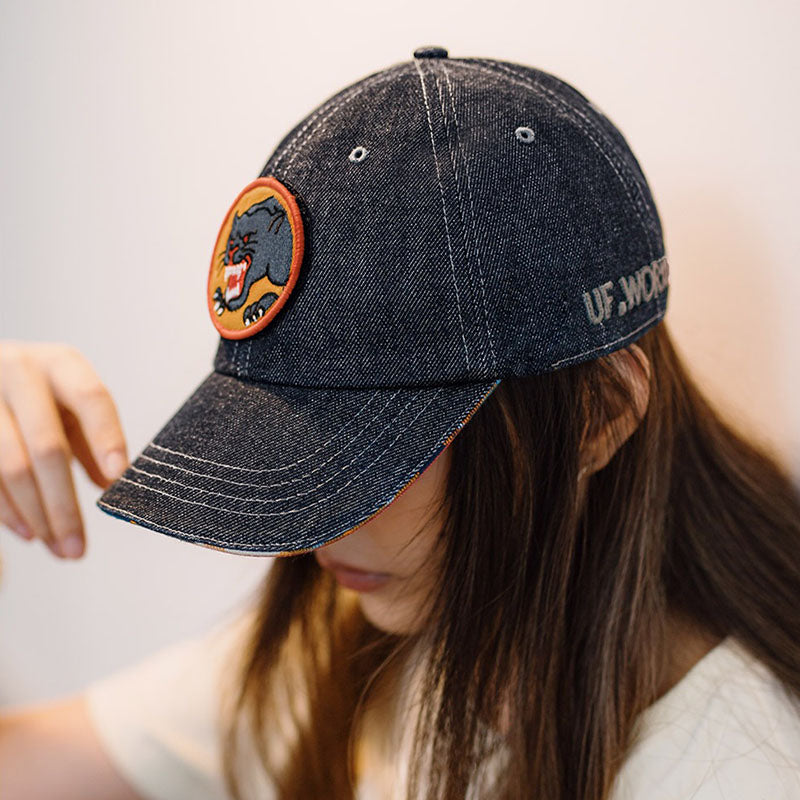 Retro Velcro Denim Baseball Cap Badge Cap