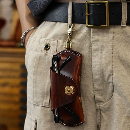 Vintage Tanned Leather Glasses Case