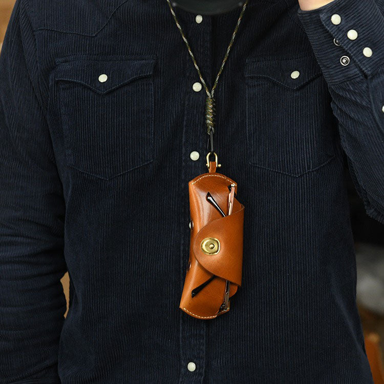 Retro Tanned Leather Glasses Case