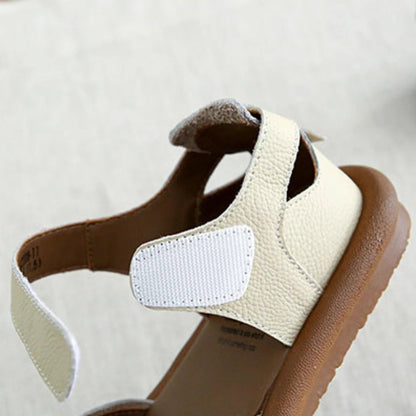 Retro Cross-strap Hollow Velcro Sandals