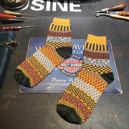 Winter colorful mid-calf socks thickened ethnic style boot socks