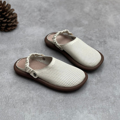 Retro Handmade Leather Hollow Sandals Slippers