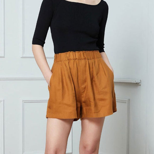 Retro Linen Cotton Shorts with pocket