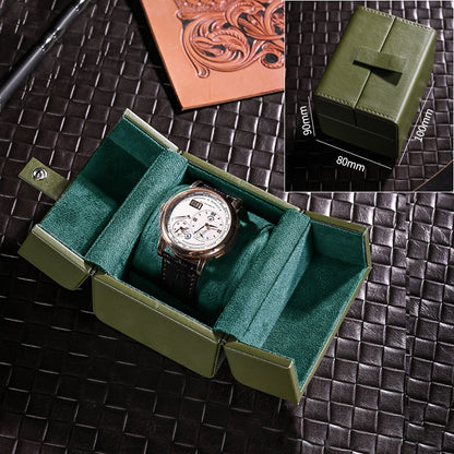 Double door watch box leather anti-fall square portable watch box