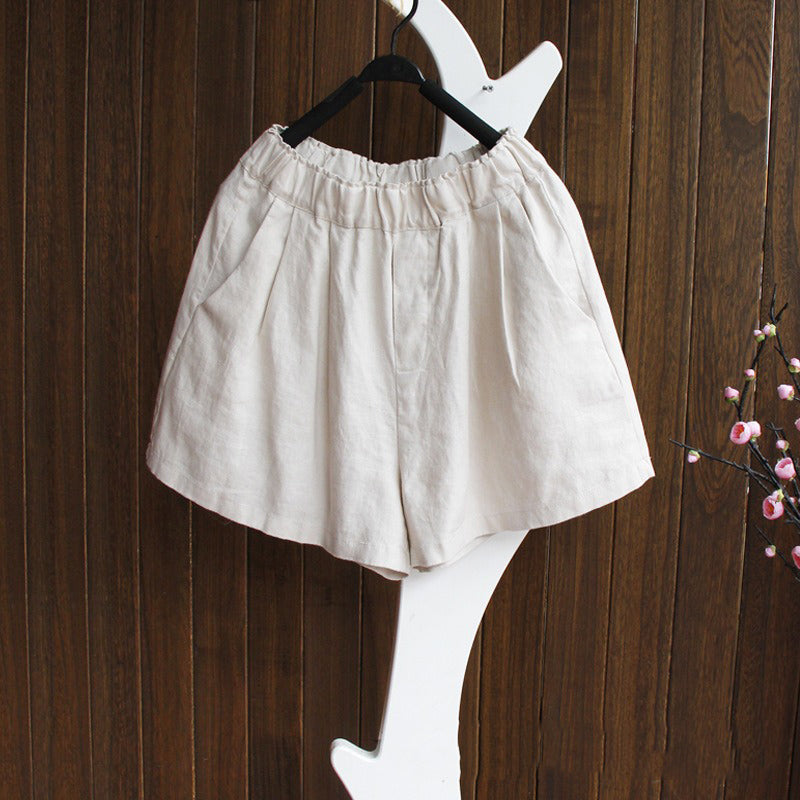 Retro Linen Cotton Shorts with pocket