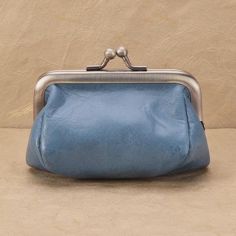 Retro Leather Coin Purse Handmade Kiss Lock Coin Wallet