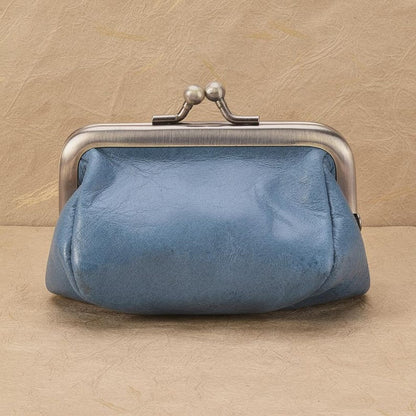 Retro Leather Coin Purse Handmade Kiss Lock Coin Wallet