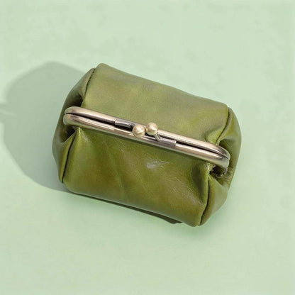 Retro Leather Coin Purse Handmade Kiss Lock Coin Wallet