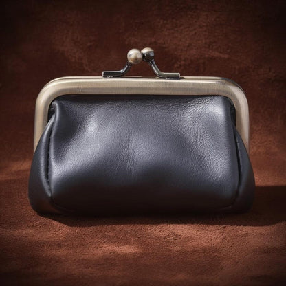 Retro Leather Coin Purse Handmade Kiss Lock Coin Wallet
