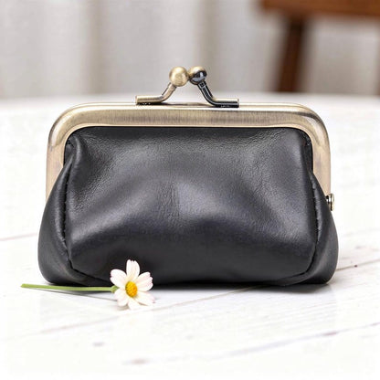 Retro Leather Coin Purse Handmade Kiss Lock Coin Wallet