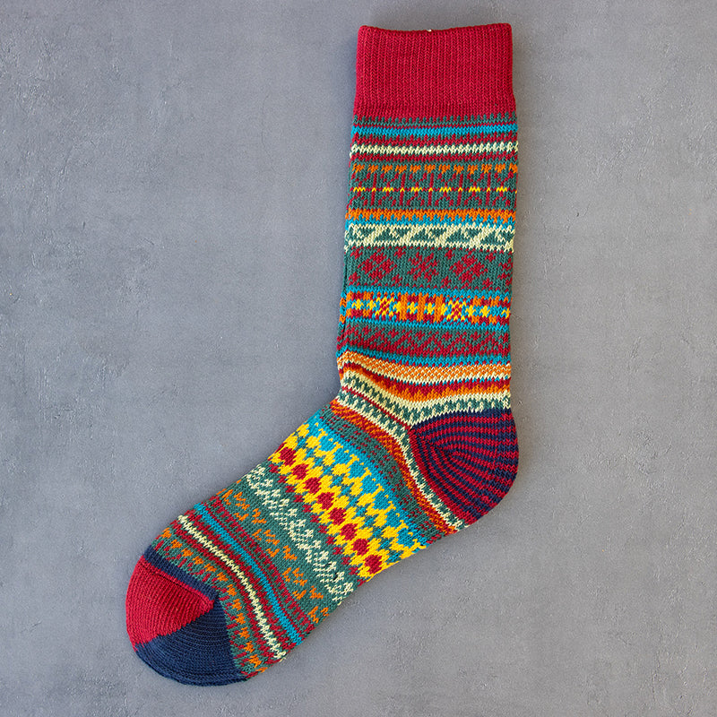 Winter colorful mid-calf socks thickened ethnic style boot socks