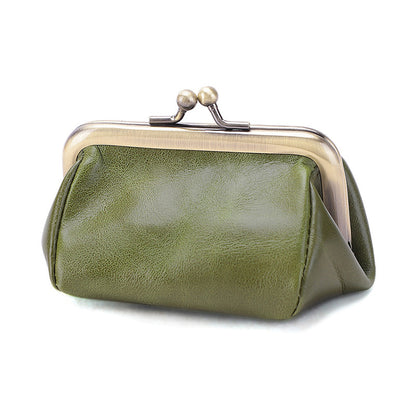 Retro Leather Coin Purse Handmade Kiss Lock Coin Wallet