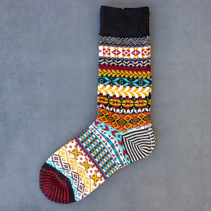 Winter colorful mid-calf socks thickened ethnic style boot socks