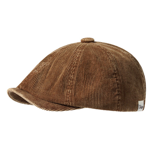 Retro Corduroy Flip Hat Beret Casual Cap Adjustable Hat