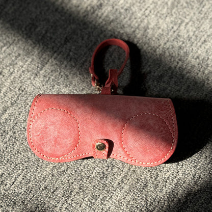 Retro Handmade Wax Leather Glasses Case