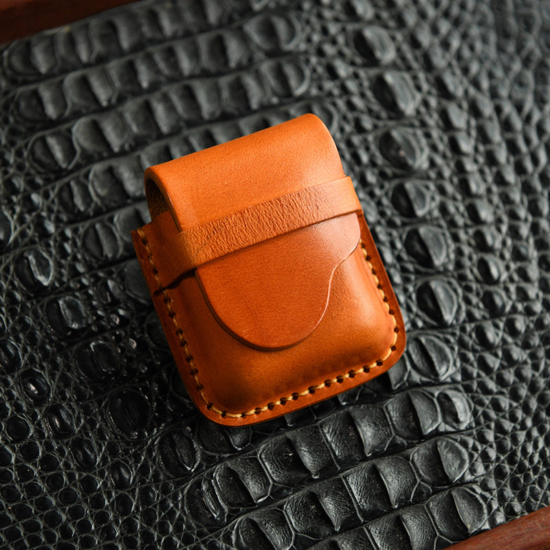 Hand-stitched vegetable tanned cowhide leather lighter protective bag