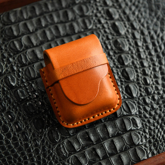 Hand-stitched vegetable tanned cowhide leather lighter protective bag