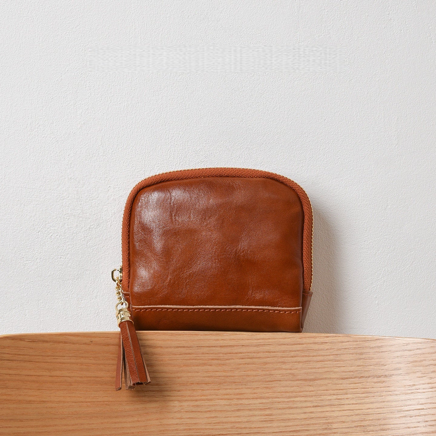 Retro Handmade Leather Zipper Card Wallets