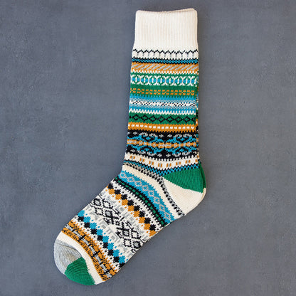 Winter colorful mid-calf socks thickened ethnic style boot socks