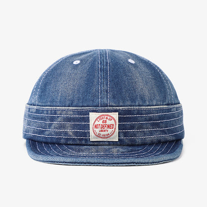 Retro Denim Flip Hat Beret Casual Cap Adjustable Hat
