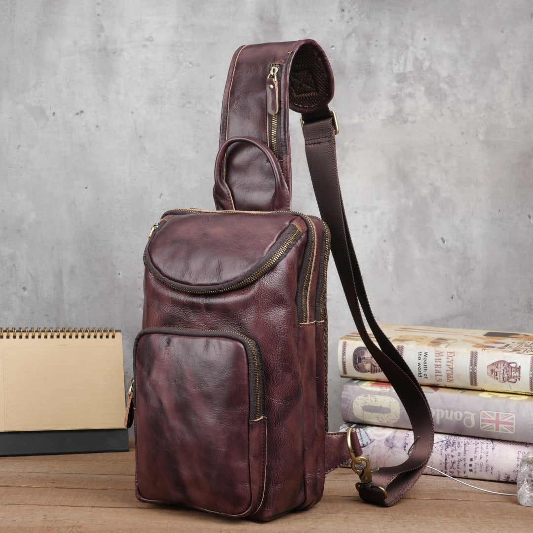 Retro Handmade Leather Chest Bag Crossbody Bag