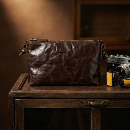 Retro Handmade Leather Small Crossbody Bag Portable Compact Organizer