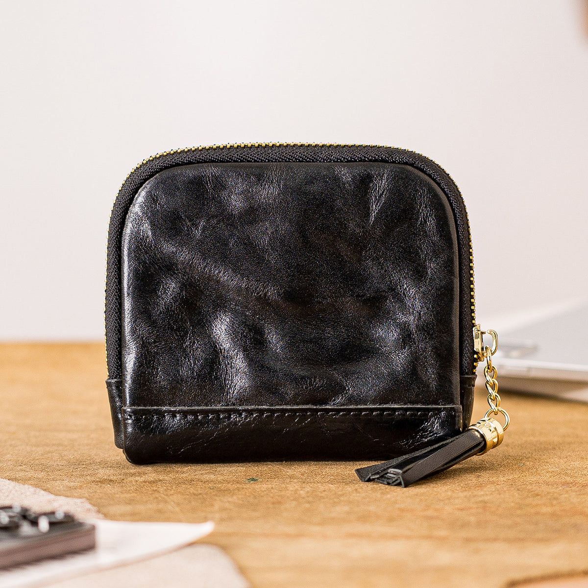 Retro Handmade Leather Zipper Card Wallets