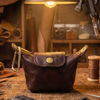 Retro Handmade Leather Zipper Coin Wallet