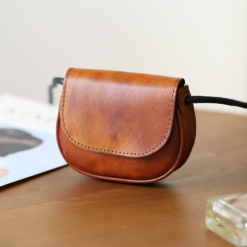 Retro Handmade Leather Card Wallets Mini Crossbody Bags