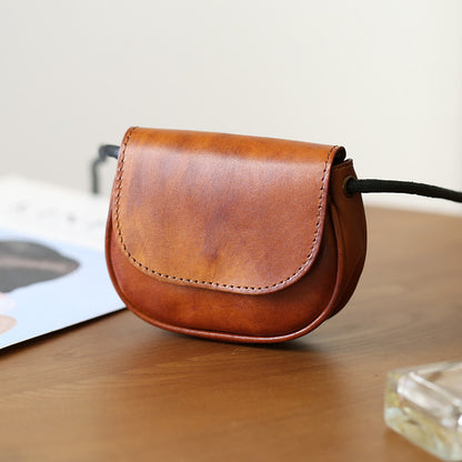 Retro Handmade Leather Card Wallets Mini Crossbody Bags