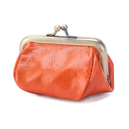 Retro Leather Coin Purse Handmade Kiss Lock Coin Wallet