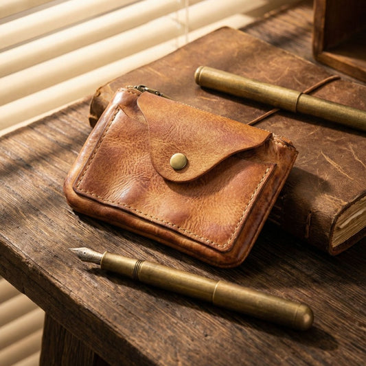 Vintage Leather Handmade Card Wallet
