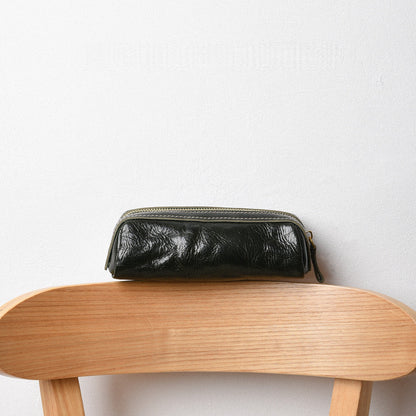 Retro Handmade Leather Zipper Storage Bag