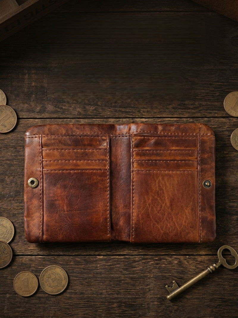 Retro Leather Handmade Short Wallets
