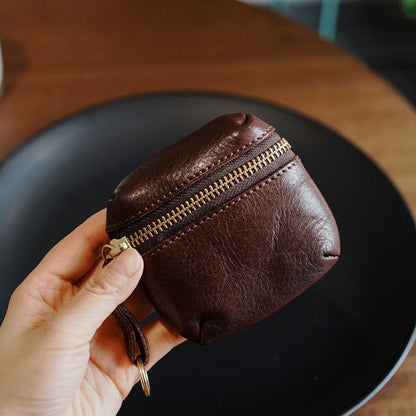 Retro Handmade Leather Coin Wallet Storage Bag