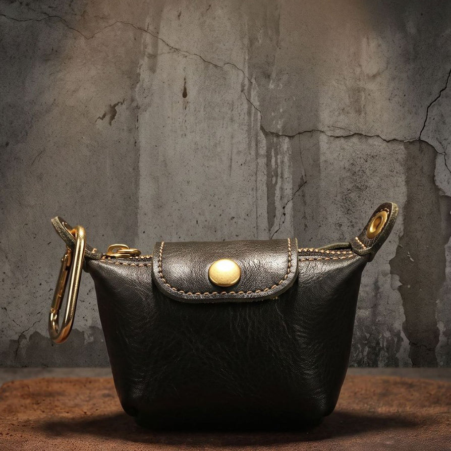 Retro Handmade Leather Zipper Coin Wallet