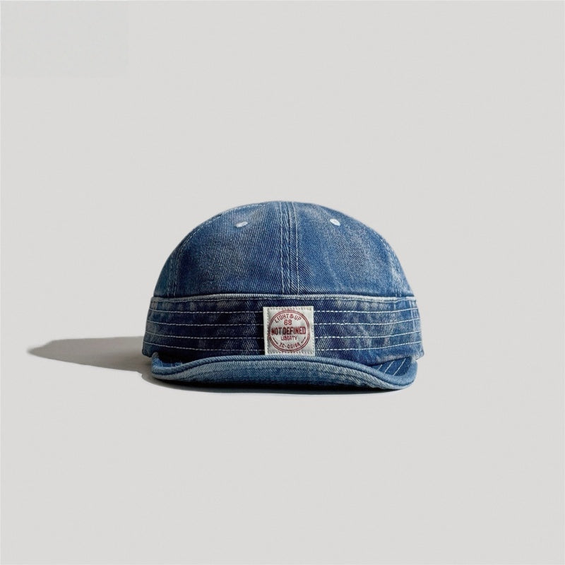 Retro Denim Flip Hat Beret Casual Cap Adjustable Hat